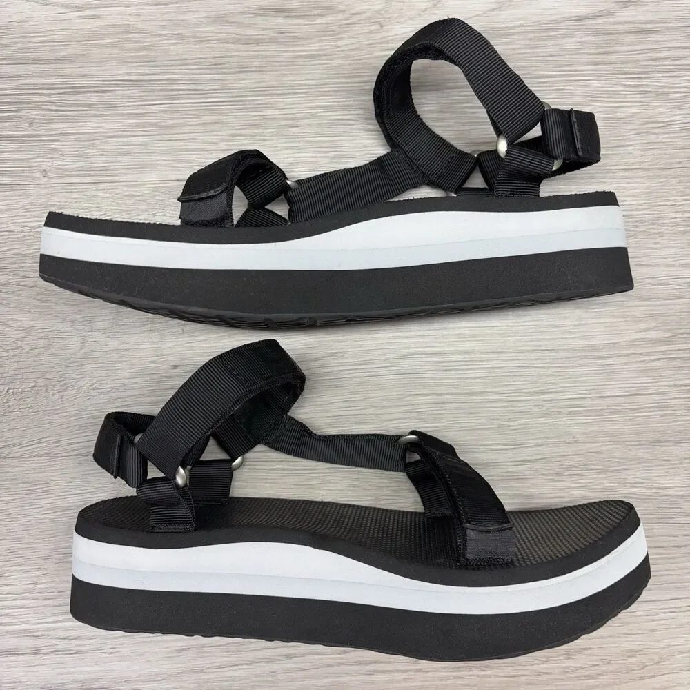 Teva Womens Casual Ankle Strap Platform Sandals Black Gray Size 10 Outdoor - Picture 5 of 13
